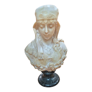 19th-Century Italian Alabaster Bust, Likely of the “Song of Solomon’s” Shulamite