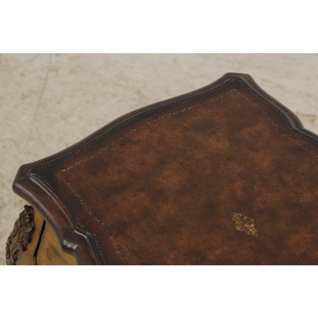Maitland Smith Leather Top Table Nightstand For Sale - Image 12 of 18