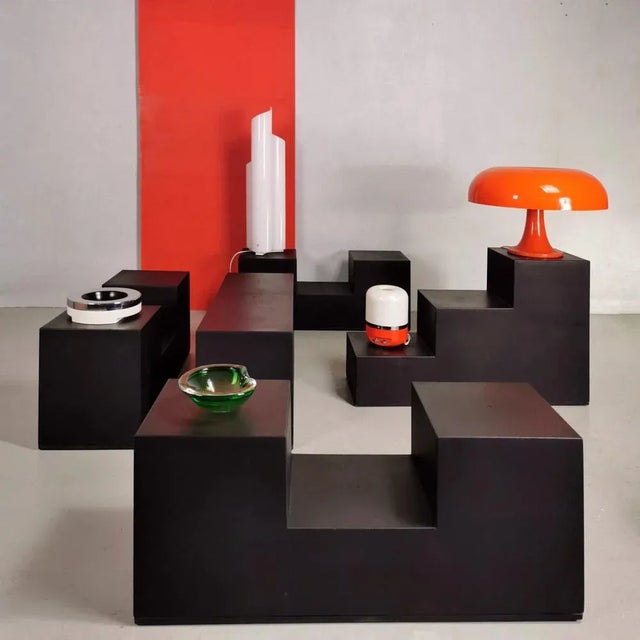 Black Gli Scacchi Poufs or Tables by Mario Bellini for B&B, 1970s, Set of 5 For Sale - Image 8 of 9