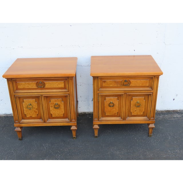 This beautiful Pair of Nightstands is made of wood, solid wood, burlwood, and veneer. These two high quality Nightstands...