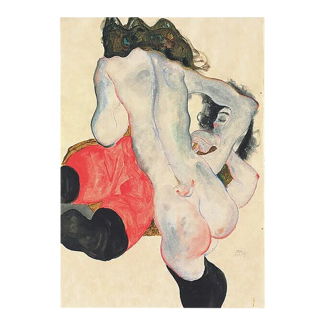 1981 Egon Schiele 13 Erotic Drawings Two Women For Sale