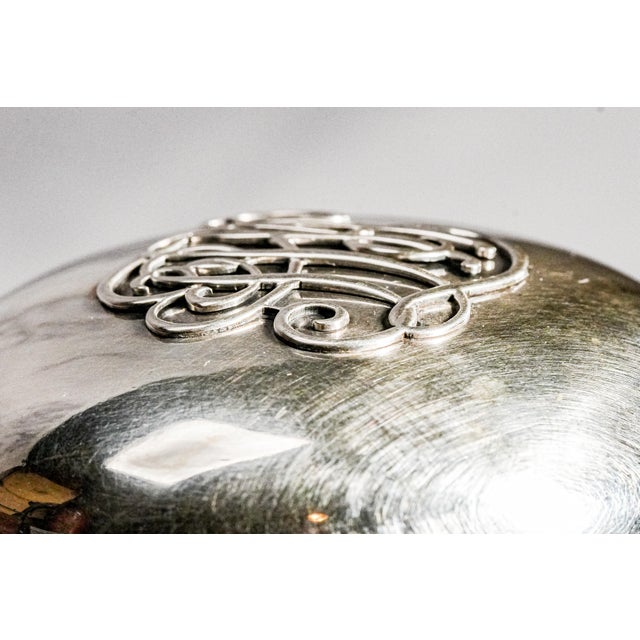 Early 20th Century Beautiful Large Antique English Edwardian Sterling Silver Cut Crystal Hobnail Paperweight Desk Inkwell Home Decor For Sale - Image 5 of 16