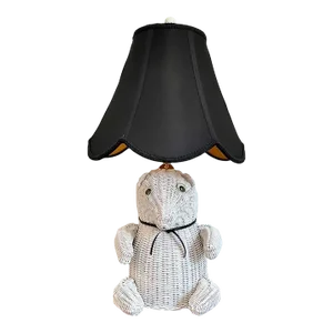 1970s Wicker Bear Lamp & Shade