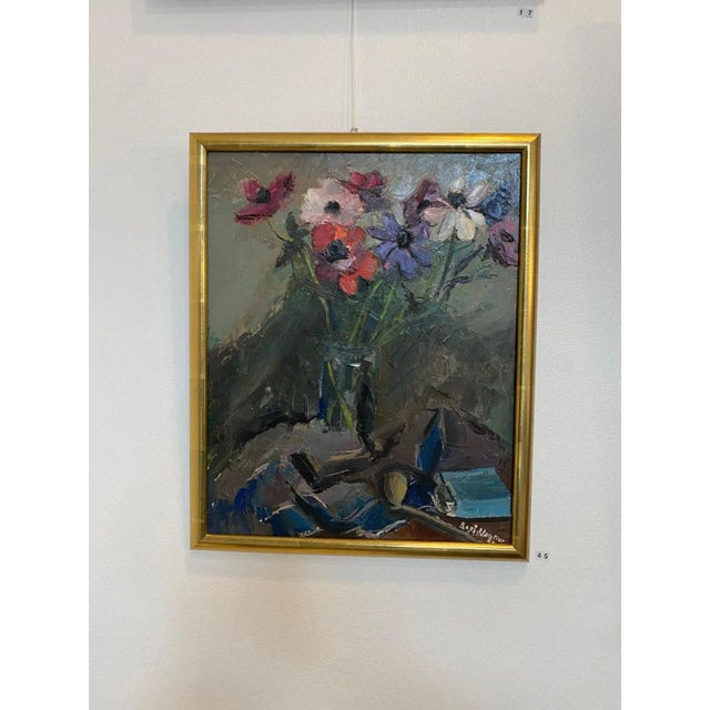 Modern Benjamin Vautier, Bouquet, Oil on Wood, 1967 For Sale - Image 3 of 10