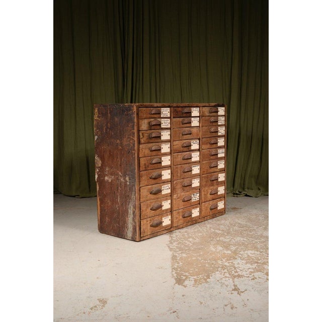 1920s Pine Bank of 27 Engineers Drawers, 1920s For Sale - Image 5 of 11
