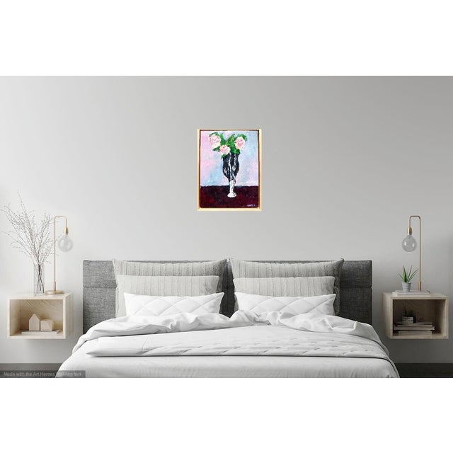 Three French Roses in a Vase, Oil Painting For Sale In Los Angeles - Image 6 of 8