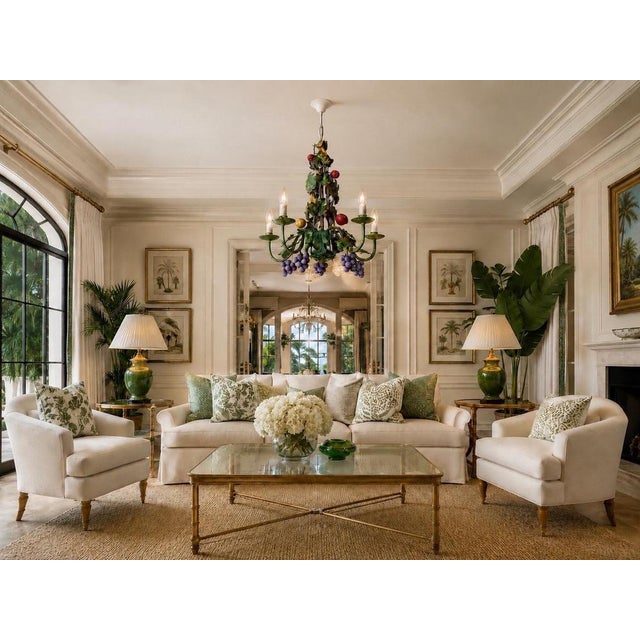 A remarkable and highly decorative italian chandelier, meticulously handcrafted and hand-painted in the finest tradition...