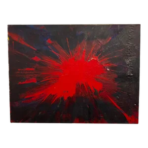Red Splatter Abstract Painting Signed Sg