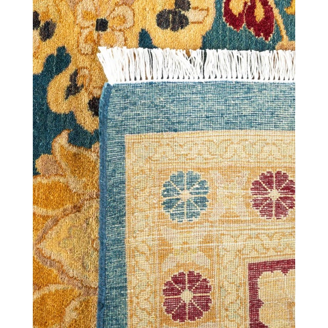 2000 - 2009 Mogul, One-of-a-Kind Hand-Knotted Area Rug in Blue, 9' 2" x 11' 10" For Sale - Image 5 of 8
