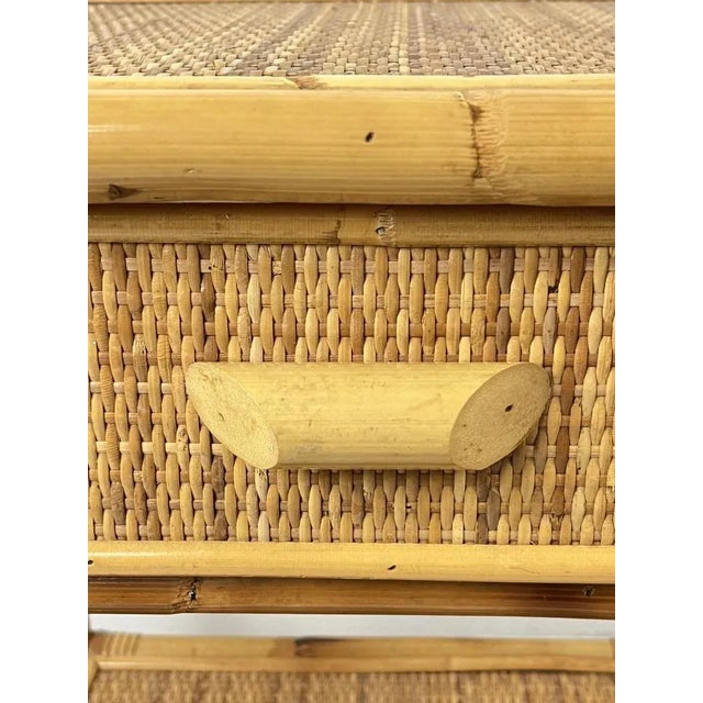 Vintage Italian Bedside Tables in Rattan and Bamboo, 1970s, Set of 2 For Sale - Image 10 of 11