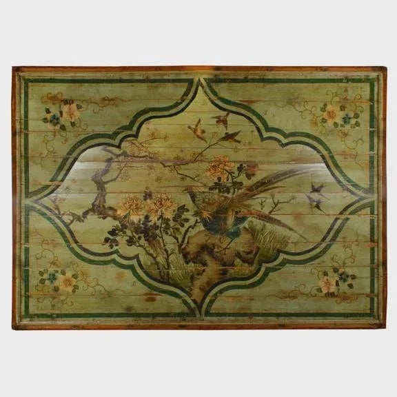 Antique Chinese Painted Bed Canopy With Peonies & Pheasants, 19th Century For Sale In Chicago - Image 6 of 6