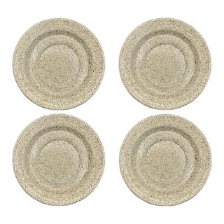 1980s Cream Homer Laughlin Speckled Salad Plates Classic American Stoneware- Set of 4 For Sale