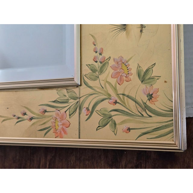 Glass Vintage La Barge Oriental, Artist-Signed Chinoiserie Églomisé Wall Mirror - 1987 Model 1045-B For Sale - Image 7 of 14