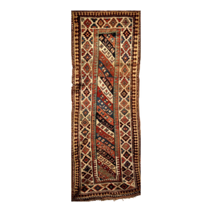 Antique Gendje Kazak Runner, Wool Pile, Hand-Knotted, Caucasus, 1890s