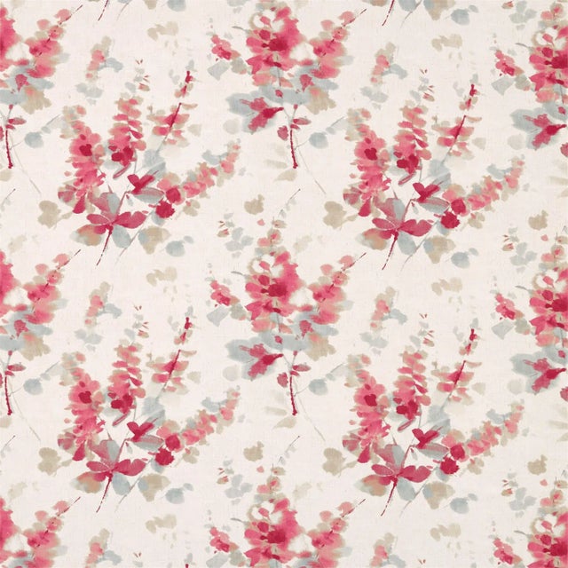 Sanderson Delphiniums Fabric in Coral For Sale