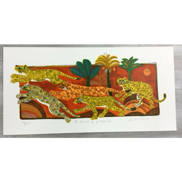 Mid 20th Century Mid Century Modern Unframed Leap of Leopards Judith Bledsoe Signed Lithograph For Sale - Image 5 of 5