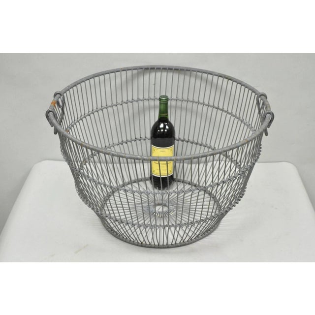 Industrial Vintage Industrial Modern Large 24" Metal Wire Oyster Clam Throw Blanket Basket For Sale - Image 3 of 16