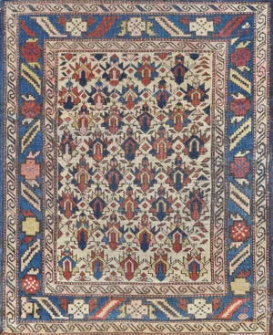 Handwoven Antique Wool Caucasian Rug