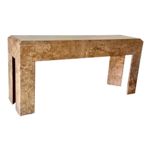 1980s Steve Chase Parchment Covered Console Table