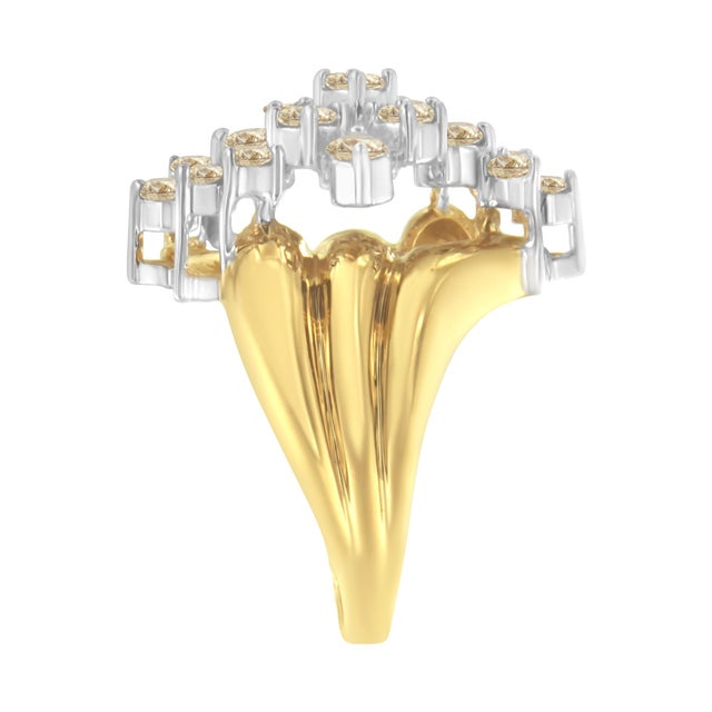Haus of Brilliance 10K Yellow Gold Plated .925 Sterling Silver Diamond Cocktail Ring (1 1/2 Cttw, J-K Color, I1-I2 Clarity) - Size 6-1/2 For Sale - Image 4 of 6