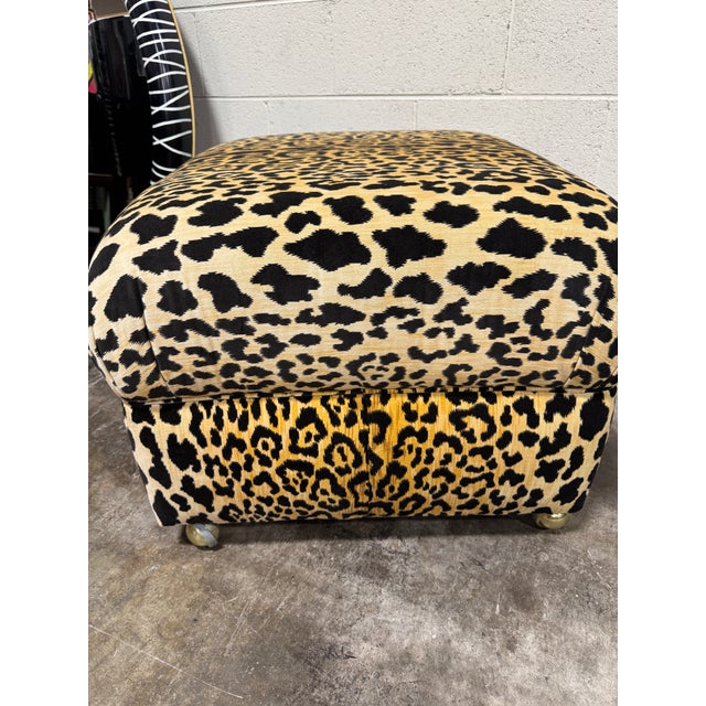 Large Vintage Leopard Print Ottoman Poufs on Castors - A Pair For Sale In Richmond - Image 6 of 10