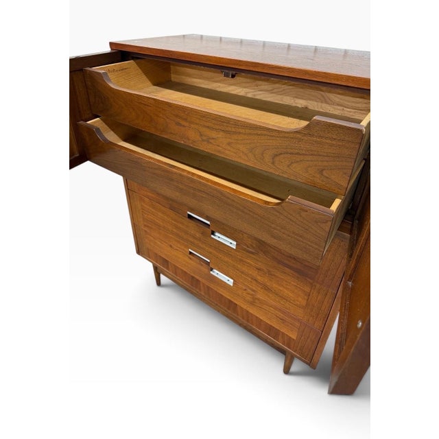 Brown Mid-Century Modern American of Martinsville Accord Walnut High Chest For Sale - Image 8 of 12