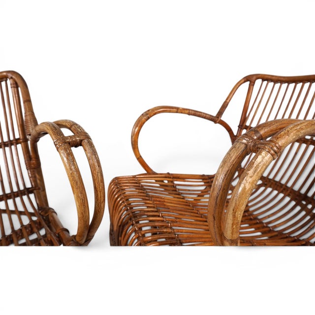 Vintage French Rattan Bamboo Lounge Chairs, 1960, Set of 2 For Sale - Image 10 of 18