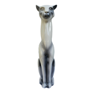 Tall Mid-Century Modern Gray and White Cat