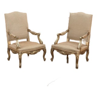 19th Century French Regence Giltwood Armchairs ~ Fauteuils For Sale