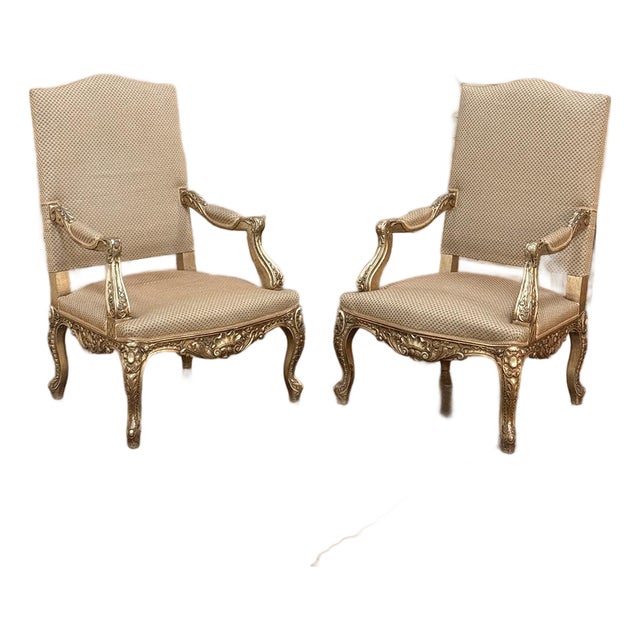19th Century French Regence Giltwood Armchairs ~ Fauteuils For Sale
