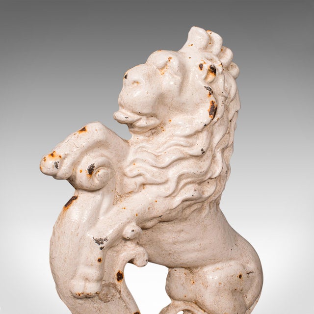 Late 19th Century Antique Heraldic Lion Doorstop, English, Cast Iron Door Keeper, Victorian, 1890 For Sale - Image 5 of 9