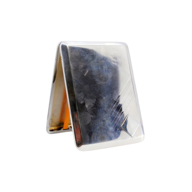 Silver Cigarette Case with Engravings Surrounding Monogram Card For Sale - Image 9 of 9