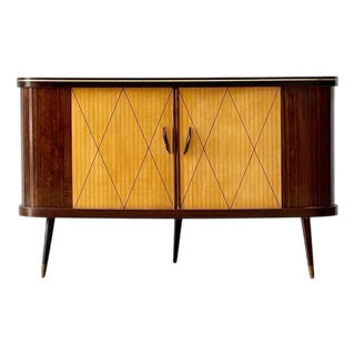 Mid-Century Satinwood and Mahogany Corner Bar, 1950s For Sale