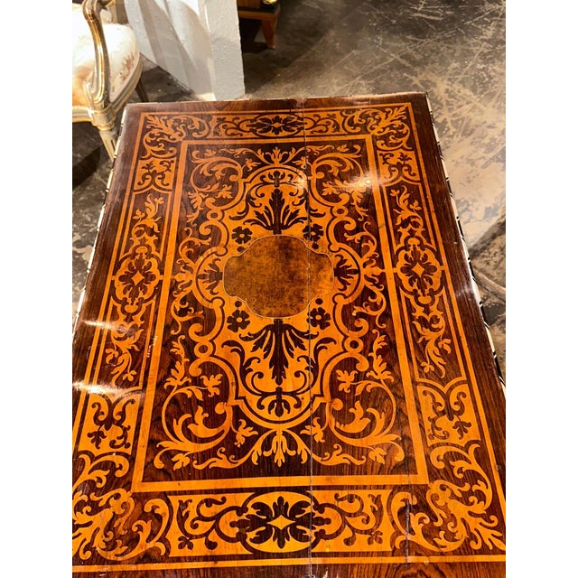 Wood 19th C. Italian Inlaid Mahogany Side Table For Sale - Image 7 of 8