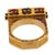 Vintage Ruby Sapphire 18k Yellow Gold Architectural Hammered Ring, Size 6.5 For Sale In Los Angeles - Image 6 of 6