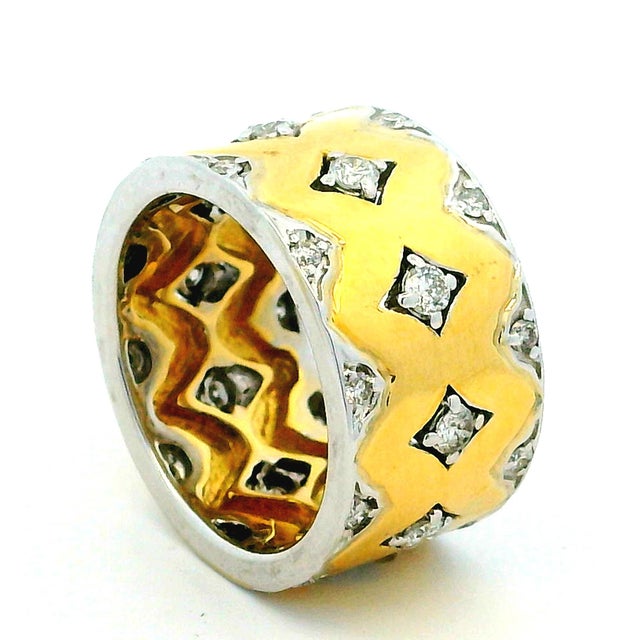 Wide 18k Gold Diamond Band Ring, 1 Carat, Size 7.5 For Sale - Image 10 of 10