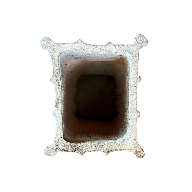 Vintage Italian Blue & White Glazed Terracotta Rope Tassel Ceramic Garden Stool, Circa 1960 For Sale In Dallas - Image 6 of 11