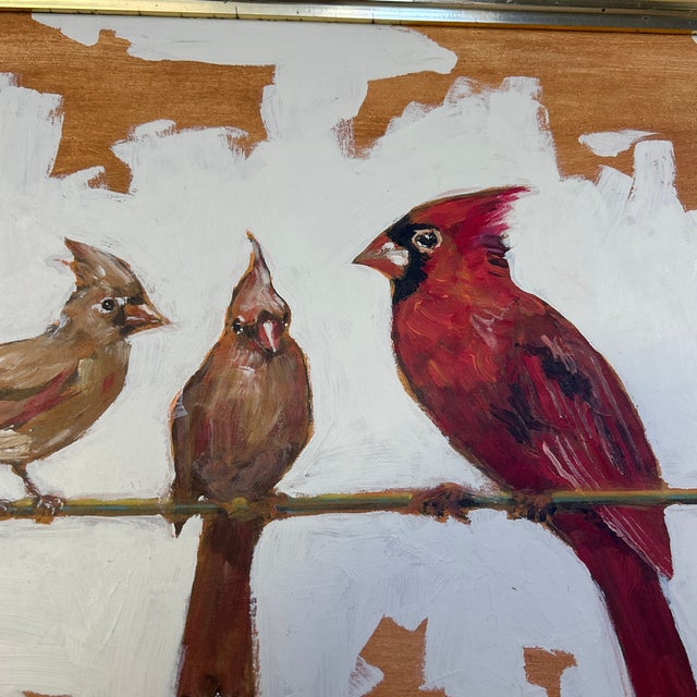 Contemporary Contemporary Original Stephen Heigh Painting “Cardinal Family” For Sale - Image 3 of 5