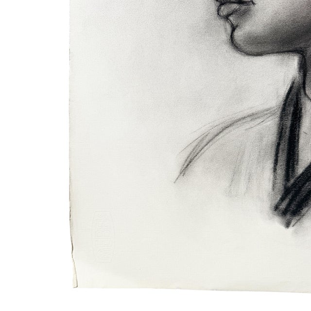 An original charcoal portrait drawing on paper by Oklahoma artist and commercial illustrator Donna Foreman Hopper, sourced...