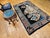 Chinese Antique Ningxia Pictorial Rug, Handwoven Wool Pile, Scenic Landscape, Navy & Tan, 4' x 7' For Sale - Image 3 of 14