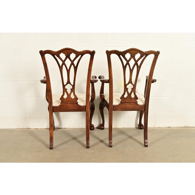 Drexel Heritage Chippendale Carved Mahogany Armchairs, Pair For Sale - Image 10 of 13