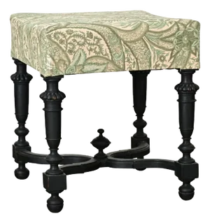 French 19th Century Ebonized & Upholstered Stool