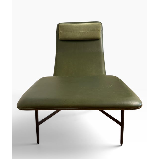 Blu Dot Blu Dot “Deep Thoughts” Leather Chaise Lounge in Loden Green For Sale - Image 4 of 8