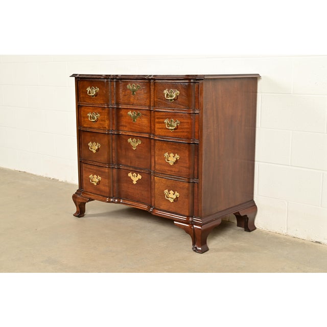 Councill Furniture Georgian Carved Solid Mahogany Block Front Chest of Drawers For Sale - Image 13 of 13