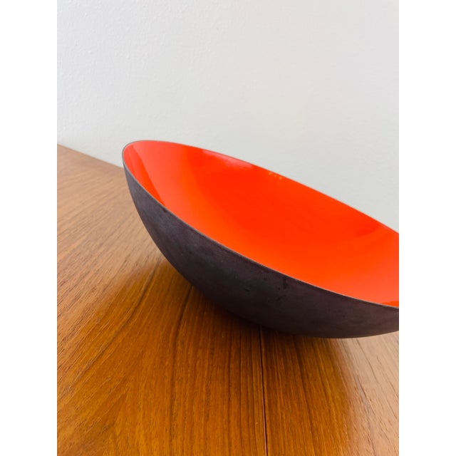 1950s Vintage 1950s Krenit Denmark Large 15" Orange Enameled Bowl For Sale - Image 5 of 10
