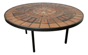 Vintage Coffee Table with Metal Base by Roger Capron, 1950s