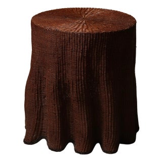 Wicker Ghost Drapery Side Table or Stand, 1970s For Sale