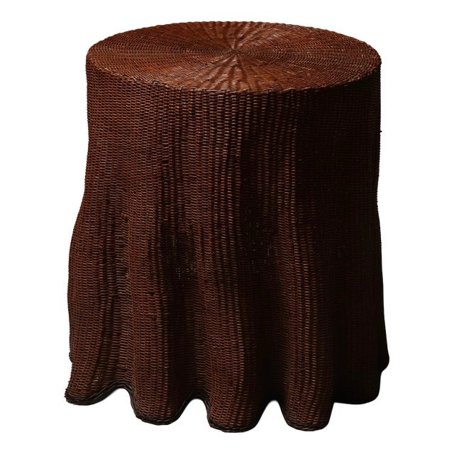 Wicker Ghost Drapery Side Table or Stand, 1970s For Sale