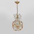 Italian Art Nouveau chandelier in pink and clear glass and brass, early 1900s Round-based chandelier with three lights. On...