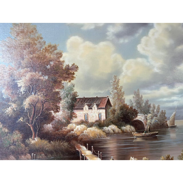 Vintage G. Closson English Cottage Oil on Canvas Painting For Sale - Image 10 of 13